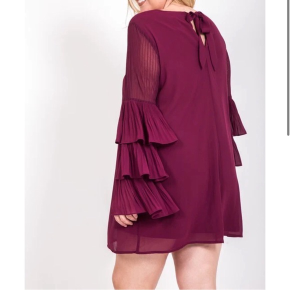 Love Riche Three Tiered Sleeve Plum Dress Size 2x - Picture 3 of 8